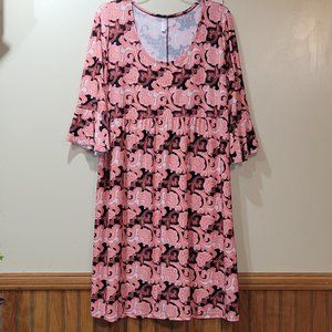 Flirty Pink dress semi short sleeve with ruffle Size 1X